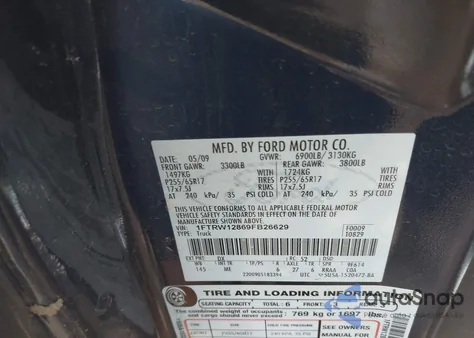 2009 Ford F-150 Xlt from USA, damaged, VIN 1FTRW12869FB26629